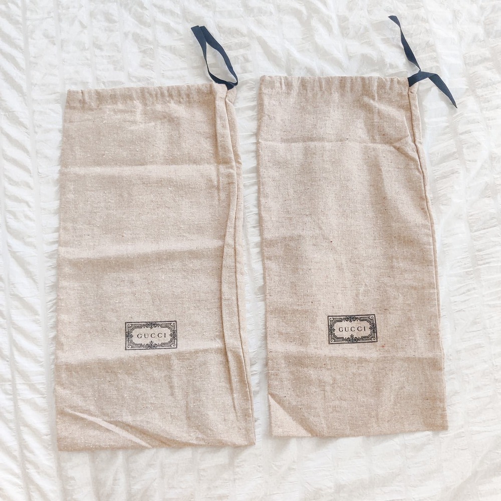 Gucci Dust Bags (2) - Tan Brown w/ Black Pull String 8.5"x17" - Great Condition